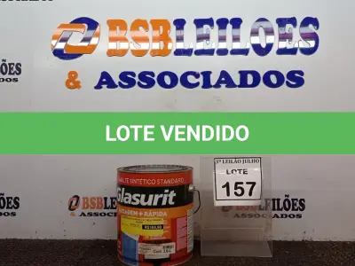 LOTE 157 - 01 LATA DE ESMALTE SINTÉTICO COM 3,6L NA COR BRILHANTE AZUL FRANÇA MARCA GLASURIT. (NO ESTADO) ATENÇÃO! FAZER A VISITAÇÃO ANTES DE ARREMATAR, NÃO SABEMOS SE FUNCIONA, LEILÃO NÃO TEM GARANTIA E NEM DEVOLUÇÃO, SUJEITO A POSSÍVEIS AVARIAS VISÍVEIS/OCULTAS E/OU AUSÊNCIA DE COMPONENTES.