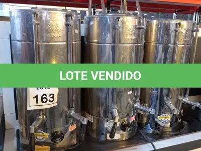 LOTE 163 - 03 CAFETEIRAS INDUSTRIAIS. (NO ESTADO) ATENÇÃO! FAZER A VISITAÇÃO ANTES DE ARREMATAR, NÃO SABEMOS SE FUNCIONA, LEILÃO NÃO TEM GARANTIA E NEM DEVOLUÇÃO, SUJEITO A POSSÍVEIS AVARIAS VISÍVEIS/OCULTAS E/OU AUSÊNCIA DE COMPONENTES.