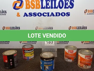 LOTE 183 - 02 LATAS DE ESMALTE SINTÉTICO 900ML CADA COR MARROM CONHAQUE MARCA IQUINE, 01 LATA DE ESMALTE SINTÉTICO 900ML NA COR FOSCO GRAFITE ESCURO MARCA GLASURIT, 01 LATA DE ADESIVO ESTRUTURAL EPÓXI PASTOSO 1KG MARCA AXTON E 01 LATA DE MASSA RÁPIDA 1,25KG MARCA ROYAL . (NO ESTADO) ATENÇÃO! FAZER A VISITAÇÃO ANTES DE ARREMATAR, NÃO SABEMOS SE FUNCIONA, LEILÃO NÃO TEM GARANTIA E NEM DEVOLUÇÃO, SUJEITO A POSSÍVEIS AVARIAS VISÍVEIS/OCULTAS E/OU AUSÊNCIA DE COMPONENTES.