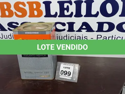 LOTE 099 - 01 LATA DE TEXTURATTO PREMIUM 26KG NA COR PALHA MARCA SUVINIL. (NO ESTADO) ATENÇÃO! FAZER A VISITAÇÃO ANTES DE ARREMATAR, NÃO SABEMOS SE FUNCIONA, LEILÃO NÃO TEM GARANTIA E NEM DEVOLUÇÃO, SUJEITO A POSSÍVEIS AVARIAS VISÍVEIS/OCULTAS E/OU AUSÊNCIA DE COMPONENTES.