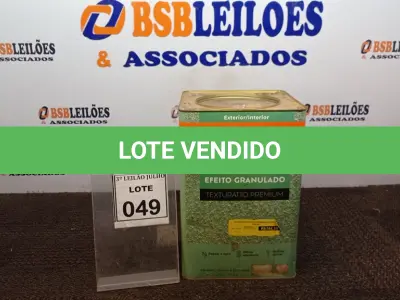 LOTE 049 - 01 LATA DE TEXTURATTO PREMIUM 26KG NA COR EFEITO GRANULADO PALHA MARCA SUVINIL. (NO ESTADO) ATENÇÃO! FAZER A VISITAÇÃO ANTES DE ARREMATAR, NÃO SABEMOS SE FUNCIONA, LEILÃO NÃO TEM GARANTIA E NEM DEVOLUÇÃO, SUJEITO A POSSÍVEIS AVARIAS VISÍVEIS/OCULTAS E/OU AUSÊNCIA DE COMPONENTES.