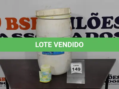 LOTE 149 - 01 TAMBOR COM 45KG DE CLORO EM PASTILHA. (NO ESTADO) ATENÇÃO! FAZER A VISITAÇÃO ANTES DE ARREMATAR, NÃO SABEMOS SE FUNCIONA, LEILÃO NÃO TEM GARANTIA E NEM DEVOLUÇÃO, SUJEITO A POSSÍVEIS AVARIAS VISÍVEIS/OCULTAS E/OU AUSÊNCIA DE COMPONENTES.