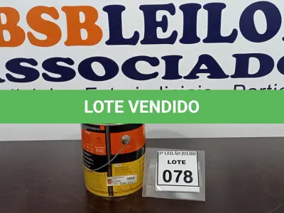 LOTE 078 - 01 LATA DE TINTA PARA PISOS 3,6L NA COR FOSCO CERÂMICA MARCA SUVINIL. (NO ESTADO) ATENÇÃO! FAZER A VISITAÇÃO ANTES DE ARREMATAR, NÃO SABEMOS SE FUNCIONA, LEILÃO NÃO TEM GARANTIA E NEM DEVOLUÇÃO, SUJEITO A POSSÍVEIS AVARIAS VISÍVEIS/OCULTAS E/OU AUSÊNCIA DE COMPONENTES.
