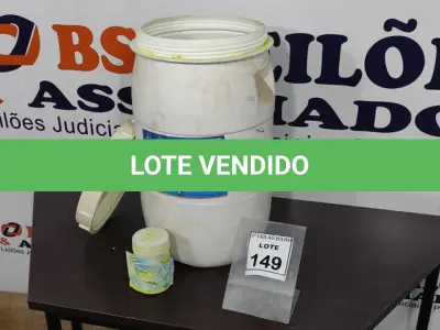 LOTE 149 - 01 TAMBOR COM 45KG DE CLORO EM PASTILHA. (NO ESTADO) ATENÇÃO! FAZER A VISITAÇÃO ANTES DE ARREMATAR, NÃO SABEMOS SE FUNCIONA, LEILÃO NÃO TEM GARANTIA E NEM DEVOLUÇÃO, SUJEITO A POSSÍVEIS AVARIAS VISÍVEIS/OCULTAS E/OU AUSÊNCIA DE COMPONENTES.