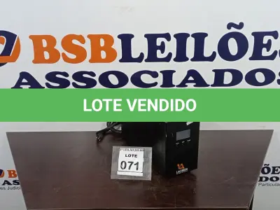 LOTE 071 - 01 NOBREAK MARCA LACERDA. (NO ESTADO) ATENÇÃO! FAZER A VISITAÇÃO ANTES DE ARREMATAR, NÃO SABEMOS SE FUNCIONA, LEILÃO NÃO TEM GARANTIA E NEM DEVOLUÇÃO, SUJEITO A POSSÍVEIS AVARIAS VISÍVEIS/OCULTAS E/OU AUSÊNCIA DE COMPONENTES.
