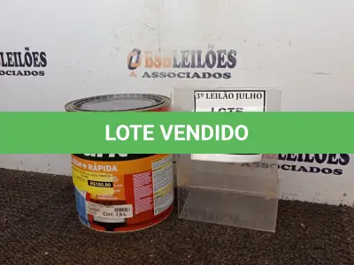 LOTE 157 - 01 LATA DE ESMALTE SINTÉTICO COM 3,6L NA COR BRILHANTE AZUL FRANÇA MARCA GLASURIT. (NO ESTADO) ATENÇÃO! FAZER A VISITAÇÃO ANTES DE ARREMATAR, NÃO SABEMOS SE FUNCIONA, LEILÃO NÃO TEM GARANTIA E NEM DEVOLUÇÃO, SUJEITO A POSSÍVEIS AVARIAS VISÍVEIS/OCULTAS E/OU AUSÊNCIA DE COMPONENTES.