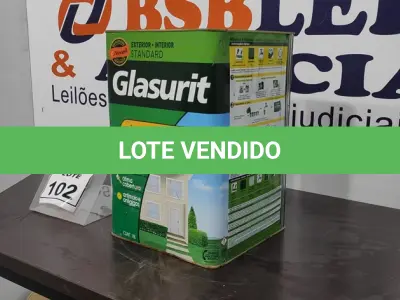 LOTE 102 - 01 LATA DE ACRÍLICO FOSCO 18L NA COR FOSCO BRANCO NEVE MARCA GLASURIT. (NO ESTADO) ATENÇÃO! FAZER A VISITAÇÃO ANTES DE ARREMATAR, NÃO SABEMOS SE FUNCIONA, LEILÃO NÃO TEM GARANTIA E NEM DEVOLUÇÃO, SUJEITO A POSSÍVEIS AVARIAS VISÍVEIS/OCULTAS E/OU AUSÊNCIA DE COMPONENTES.