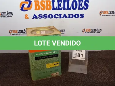 LOTE 181 - 01 LATA DE TEXTURATTO PREMIUM 26KG COR EFEITO GRANULADO PALHA MARCA SUVINIL. (NO ESTADO) ATENÇÃO! FAZER A VISITAÇÃO ANTES DE ARREMATAR, NÃO SABEMOS SE FUNCIONA, LEILÃO NÃO TEM GARANTIA E NEM DEVOLUÇÃO, SUJEITO A POSSÍVEIS AVARIAS VISÍVEIS/OCULTAS E/OU AUSÊNCIA DE COMPONENTES.