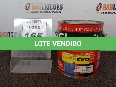 LOTE 165 - 01 LATA DE ESMALTE SINTÉTICO COM 3,6L NA COR BRILHANTE VERDE PRIMAVERA MARCA GLASURIT. (NO ESTADO) ATENÇÃO! FAZER A VISITAÇÃO ANTES DE ARREMATAR, NÃO SABEMOS SE FUNCIONA, LEILÃO NÃO TEM GARANTIA E NEM DEVOLUÇÃO, SUJEITO A POSSÍVEIS AVARIAS VISÍVEIS/OCULTAS E/OU AUSÊNCIA DE COMPONENTES.