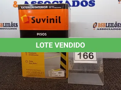 LOTE 166 - 01 LATA DE TINTA PARA PISOS 18L NA COR FOSCO CONCRETO MARCA SUVINIL. (NO ESTADO) ATENÇÃO! FAZER A VISITAÇÃO ANTES DE ARREMATAR, NÃO SABEMOS SE FUNCIONA, LEILÃO NÃO TEM GARANTIA E NEM DEVOLUÇÃO, SUJEITO A POSSÍVEIS AVARIAS VISÍVEIS/OCULTAS E/OU AUSÊNCIA DE COMPONENTES.