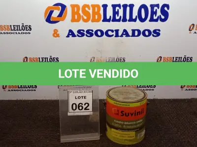 LOTE 062 - 01 LATA DE FUNDO BRANCO EPÓXI 2,7L MARCA SUVINIL. (NO ESTADO) ATENÇÃO! FAZER A VISITAÇÃO ANTES DE ARREMATAR, NÃO SABEMOS SE FUNCIONA, LEILÃO NÃO TEM GARANTIA E NEM DEVOLUÇÃO, SUJEITO A POSSÍVEIS AVARIAS VISÍVEIS/OCULTAS E/OU AUSÊNCIA DE COMPONENTES.
