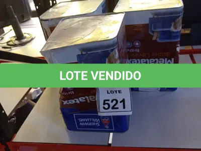 LOTE 521 - 03 LATAS DE TINTA ACRÍLICA METALATEX SHERWIN-WILLIAMS 16L NA COR PALHA. (NO ESTADO) ATENÇÃO! FAZER A VISITAÇÃO ANTES DE ARREMATAR, NÃO SABEMOS SE FUNCIONA, LEILÃO NÃO TEM GARANTIA E NEM DEVOLUÇÃO, SUJEITO A POSSÍVEIS AVARIAS VISÍVEIS/OCULTAS E/OU AUSÊNCIA DE COMPONENTES.