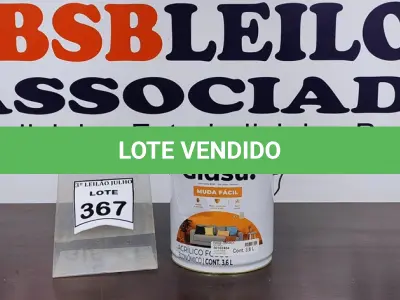 LOTE 367 - 01 LATA DE TINTA ACRÍLICO FOSCO 3,6L NA COR FOSCO CAMURÇA MARCA GLASU. (NO ESTADO) ATENÇÃO! FAZER A VISITAÇÃO ANTES DE ARREMATAR, NÃO SABEMOS SE FUNCIONA. LEILÃO NÃO TEM GARANTIA E NEM DEVOLUÇÃO, SUJEITO A POSSÍVEIS AVARIAS VISÍVEIS/OCULTAS E/OU AUSÊNCIA DE COMPONENTES.