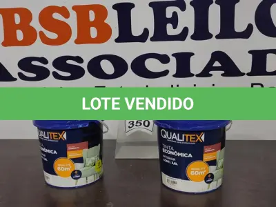 LOTE 494 - 02 TINTAS PARA INTERIORES COR AMARELO SOL 3,6L MARCA QUALITEX. (NO ESTADO) ATENÇÃO! FAZER A VISITAÇÃO ANTES DE ARREMATAR, NÃO SABEMOS SE FUNCIONA. LEILÃO NÃO TEM GARANTIA E NEM DEVOLUÇÃO, SUJEITO A POSSÍVEIS AVARIAS VISÍVEIS/OCULTAS E/OU AUSÊNCIA DE COMPONENTES.