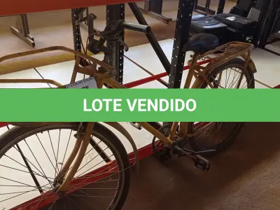 LOTE 482 - 01 BICICLETA CARGUEIRA COR AMARELA. (NO ESTADO) ATENÇÃO! FAZER A VISITAÇÃO ANTES DE ARREMATAR, NÃO SABEMOS SE FUNCIONA, LEILÃO NÃO TEM GARANTIA E NEM DEVOLUÇÃO, SUJEITO A POSSÍVEIS AVARIAS VISÍVEIS/OCULTAS E/OU AUSÊNCIA DE COMPONENTES.