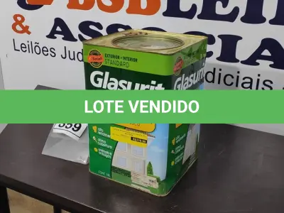 LOTE 359 - 01 LATA DE ACRÍLICO FOSCO 18L NA COR FOSCO BRANCO NEVE MARCA GLASURIT. (NO ESTADO) ATENÇÃO! FAZER A VISITAÇÃO ANTES DE ARREMATAR, NÃO SABEMOS SE FUNCIONA, LEILÃO NÃO TEM GARANTIA E NEM DEVOLUÇÃO, SUJEITO A POSSÍVEIS AVARIAS VISÍVEIS/OCULTAS E/OU AUSÊNCIA DE COMPONENTES.