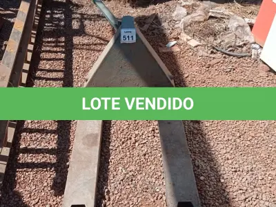 LOTE 511 - 01 PALETEIRA MANUAL. (NO ESTADO) ATENÇÃO! FAZER A VISITAÇÃO ANTES DE ARREMATAR, NÃO SABEMOS SE FUNCIONA, LEILÃO NÃO TEM GARANTIA E NEM DEVOLUÇÃO, SUJEITO A POSSÍVEIS AVARIAS VISÍVEIS/OCULTAS E/OU AUSÊNCIA DE COMPONENTES.