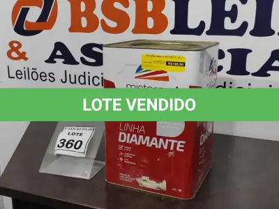 LOTE 360 - 01 LATA DE TINTA PISO 18L COR BRANCA MARCA MISTERCRYL. (NO ESTADO) ATENÇÃO! FAZER A VISITAÇÃO ANTES DE ARREMATAR, NÃO SABEMOS SE FUNCIONA. LEILÃO NÃO TEM GARANTIA E NEM DEVOLUÇÃO, SUJEITO A POSSÍVEIS AVARIAS VISÍVEIS/OCULTAS E/OU AUSÊNCIA DE COMPONENTES.