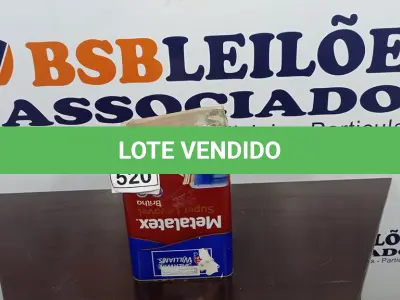 LOTE 520 - 01 LATA DE TINTA ACRÍLICA METALATEX SHERWIN-WILLIAMS 16L NA COR PALHA. (NO ESTADO) ATENÇÃO! FAZER A VISITAÇÃO ANTES DE ARREMATAR, NÃO SABEMOS SE FUNCIONA, LEILÃO NÃO TEM GARANTIA E NEM DEVOLUÇÃO, SUJEITO A POSSÍVEIS AVARIAS VISÍVEIS/OCULTAS E/OU AUSÊNCIA DE COMPONENTES.