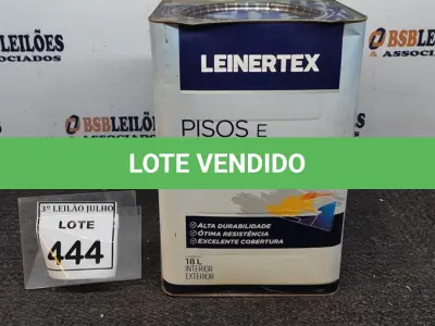 LOTE 444 - 01 LATA DE TINTA PARA PISOS E CIMENTADOS 18L COR PRETO MARCA LEINERTEX. (NO ESTADO) ATENÇÃO! FAZER A VISITAÇÃO ANTES DE ARREMATAR, NÃO SABEMOS SE FUNCIONA, LEILÃO NÃO TEM GARANTIA E NEM DEVOLUÇÃO, SUJEITO A POSSÍVEIS AVARIAS VISÍVEIS/OCULTAS E/OU AUSÊNCIA DE COMPONENTES.