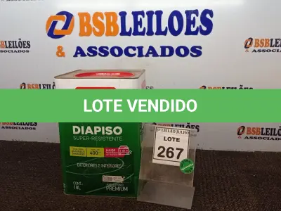 LOTE 267 - 01 LATA DE TINTA PARA PISOS DIAPISO 18L COR VERDE FOLHA MARCA IQUINE. (NO ESTADO) ATENÇÃO! FAZER A VISITAÇÃO ANTES DE ARREMATAR, NÃO SABEMOS SE FUNCIONA, LEILÃO NÃO TEM GARANTIA E NEM DEVOLUÇÃO, SUJEITO A POSSÍVEIS AVARIAS VISÍVEIS/OCULTAS E/OU AUSÊNCIA DE COMPONENTES.