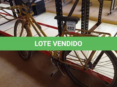 LOTE 482 - 01 BICICLETA CARGUEIRA COR AMARELA. (NO ESTADO) ATENÇÃO! FAZER A VISITAÇÃO ANTES DE ARREMATAR, NÃO SABEMOS SE FUNCIONA, LEILÃO NÃO TEM GARANTIA E NEM DEVOLUÇÃO, SUJEITO A POSSÍVEIS AVARIAS VISÍVEIS/OCULTAS E/OU AUSÊNCIA DE COMPONENTES.