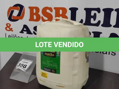 LOTE 356 - 01 GALÃO DE ZARCÃO 20LTS COR GRAFITE MARCA SOLVENLUX. (NO ESTADO) ATENÇÃO! FAZER A VISITAÇÃO ANTES DE ARREMATAR, NÃO SABEMOS SE FUNCIONA, LEILÃO NÃO TEM GARANTIA E NEM DEVOLUÇÃO, SUJEITO A POSSÍVEIS AVARIAS VISÍVEIS/OCULTAS E/OU AUSÊNCIA DE COMPONENTES.