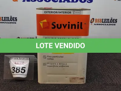 LOTE 385 - 01 LATA DE FUNDO PREPARADOR INTERIOR/EXTERIOR 18L MARCA SUVINIL. (NO ESTADO) ATENÇÃO! FAZER A VISITAÇÃO ANTES DE ARREMATAR, NÃO SABEMOS SE FUNCIONA, LEILÃO NÃO TEM GARANTIA E NEM DEVOLUÇÃO, SUJEITO A POSSÍVEIS AVARIAS VISÍVEIS/OCULTAS E/OU AUSÊNCIA DE COMPONENTES.