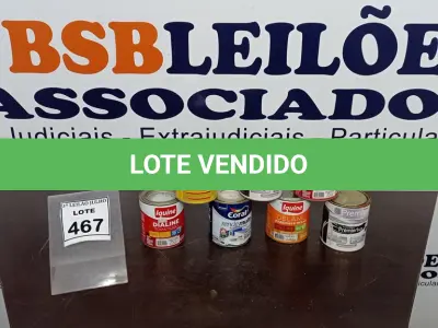 LOTE 467 - 02 LATAS DE DIALINE ACETINADO BASE DE 900ML MARCA IQUINE, 02 LATAS DE ESMALTE SINTÉTICO 900ML MARCA PREMIER, 01 LATA DE TINTA ACRÍLICA 900ML MARCA CORAL E 01 LATA ADESIVO PLÁSTICO COR CINZA 400G (USADO). (NO ESTADO) ATENÇÃO! FAZER A VISITAÇÃO ANTES DE ARREMATAR, NÃO SABEMOS SE FUNCIONA, LEILÃO NÃO TEM GARANTIA E NEM DEVOLUÇÃO, SUJEITO A POSSÍVEIS AVARIAS VISÍVEIS/OCULTAS E/OU AUSÊNCIA DE COMPONENTES.