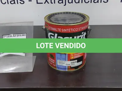 LOTE 368 - 01 LATA DE ESMALTE SINTÉTICO COM 3,6L NA COR BRILHANTE GELO MARCA GLASURIT. (NO ESTADO) ATENÇÃO! FAZER A VISITAÇÃO ANTES DE ARREMATAR, NÃO SABEMOS SE FUNCIONA, LEILÃO NÃO TEM GARANTIA E NEM DEVOLUÇÃO, SUJEITO A POSSÍVEIS AVARIAS VISÍVEIS/OCULTAS E/OU AUSÊNCIA DE COMPONENTES.