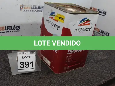 LOTE 391 - 01 LATA DE TINTA PISO 18L COR BRANCA MARCA MISTERCRYL. (NO ESTADO) ATENÇÃO! FAZER A VISITAÇÃO ANTES DE ARREMATAR, NÃO SABEMOS SE FUNCIONA. LEILÃO NÃO TEM GARANTIA E NEM DEVOLUÇÃO, SUJEITO A POSSÍVEIS AVARIAS VISÍVEIS/OCULTAS E/OU AUSÊNCIA DE COMPONENTES.