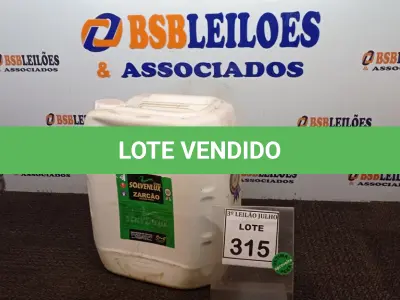 LOTE 315 - 01 GALÃO DE ZARCÃO 20LTS COR VERDE MARCA SOLVENLUX. (NO ESTADO) ATENÇÃO! FAZER A VISITAÇÃO ANTES DE ARREMATAR, NÃO SABEMOS SE FUNCIONA, LEILÃO NÃO TEM GARANTIA E NEM DEVOLUÇÃO, SUJEITO A POSSÍVEIS AVARIAS VISÍVEIS/OCULTAS E/OU AUSÊNCIA DE COMPONENTES.