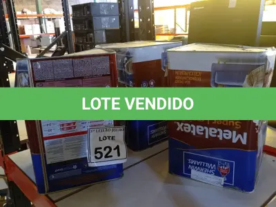 LOTE 521 - 03 LATAS DE TINTA ACRÍLICA METALATEX SHERWIN-WILLIAMS 16L NA COR PALHA. (NO ESTADO) ATENÇÃO! FAZER A VISITAÇÃO ANTES DE ARREMATAR, NÃO SABEMOS SE FUNCIONA, LEILÃO NÃO TEM GARANTIA E NEM DEVOLUÇÃO, SUJEITO A POSSÍVEIS AVARIAS VISÍVEIS/OCULTAS E/OU AUSÊNCIA DE COMPONENTES.