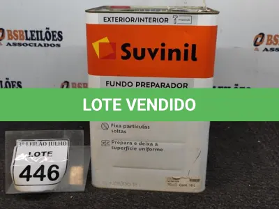 LOTE 446 - 01 LATA DE FUNDO PREPARADOR INTERIOR/EXTERIOR 18L MARCA SUVINIL. (NO ESTADO) ATENÇÃO! FAZER A VISITAÇÃO ANTES DE ARREMATAR, NÃO SABEMOS SE FUNCIONA, LEILÃO NÃO TEM GARANTIA E NEM DEVOLUÇÃO, SUJEITO A POSSÍVEIS AVARIAS VISÍVEIS/OCULTAS E/OU AUSÊNCIA DE COMPONENTES.