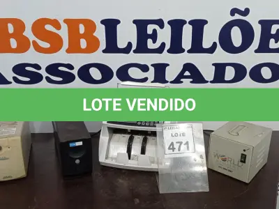LOTE 471 - 01 MÁQUINA DE CONTAR CÉDULAS, 01 TRANSFORMADOR E 02 NOBREAKS. (NO ESTADO) ATENÇÃO! FAZER A VISITAÇÃO ANTES DE ARREMATAR, NÃO SABEMOS SE FUNCIONA, LEILÃO NÃO TEM GARANTIA E NEM DEVOLUÇÃO, SUJEITO A POSSÍVEIS AVARIAS VISÍVEIS/OCULTAS E/OU AUSÊNCIA DE COMPONENTES.