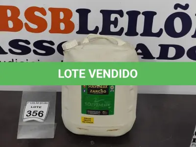 LOTE 356 - 01 GALÃO DE ZARCÃO 20LTS COR GRAFITE MARCA SOLVENLUX. (NO ESTADO) ATENÇÃO! FAZER A VISITAÇÃO ANTES DE ARREMATAR, NÃO SABEMOS SE FUNCIONA, LEILÃO NÃO TEM GARANTIA E NEM DEVOLUÇÃO, SUJEITO A POSSÍVEIS AVARIAS VISÍVEIS/OCULTAS E/OU AUSÊNCIA DE COMPONENTES.