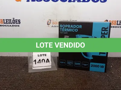 LOTE 140 - SOPRADOR TÉRMICO 220V DUAS VELOCIDADES 1BICO 2000W (NO ESTADO) ATENÇÃO! FAZER A VISITAÇÃO ANTES DE ARREMATAR, NÃO SABEMOS SE FUNCIONA, LEILÃO NÃO TEM GARANTIA E NEM DEVOLUÇÃO, SUJEITO A POSSÍVEIS AVARIAS VISÍVEIS/OCULTAS E/OU AUSÊNCIA DE COMPONENTES.