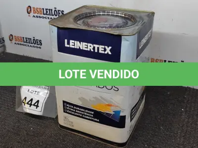 LOTE 444 - 01 LATA DE TINTA PARA PISOS E CIMENTADOS 18L COR PRETO MARCA LEINERTEX. (NO ESTADO) ATENÇÃO! FAZER A VISITAÇÃO ANTES DE ARREMATAR, NÃO SABEMOS SE FUNCIONA, LEILÃO NÃO TEM GARANTIA E NEM DEVOLUÇÃO, SUJEITO A POSSÍVEIS AVARIAS VISÍVEIS/OCULTAS E/OU AUSÊNCIA DE COMPONENTES.