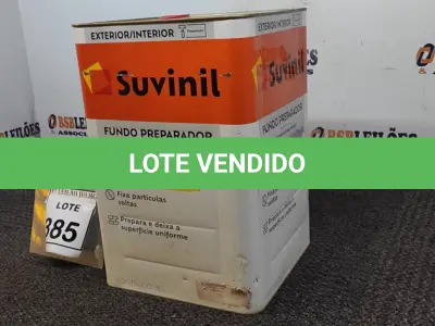 LOTE 385 - 01 LATA DE FUNDO PREPARADOR INTERIOR/EXTERIOR 18L MARCA SUVINIL. (NO ESTADO) ATENÇÃO! FAZER A VISITAÇÃO ANTES DE ARREMATAR, NÃO SABEMOS SE FUNCIONA, LEILÃO NÃO TEM GARANTIA E NEM DEVOLUÇÃO, SUJEITO A POSSÍVEIS AVARIAS VISÍVEIS/OCULTAS E/OU AUSÊNCIA DE COMPONENTES.