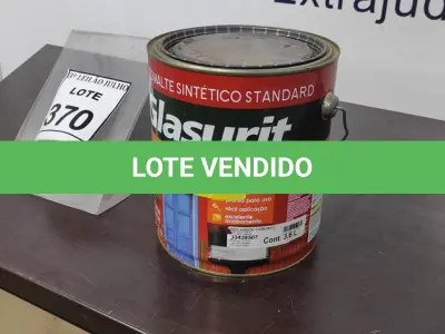 LOTE 498 - 01 LATA DE ESMALTE SINTÉTICO COM 3,6L NA COR BRILHANTE CAMURÇA MARCA GLASURIT. (NO ESTADO) ATENÇÃO! FAZER A VISITAÇÃO ANTES DE ARREMATAR, NÃO SABEMOS SE FUNCIONA, LEILÃO NÃO TEM GARANTIA E NEM DEVOLUÇÃO, SUJEITO A POSSÍVEIS AVARIAS VISÍVEIS/OCULTAS E/OU AUSÊNCIA DE COMPONENTES.