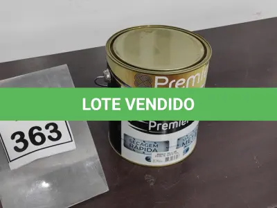 LOTE 363 - 01 LATA DE ESMALTE SINTÉTICO PREMIERLUX DE 3,6L NA COR BRANCO GELO MARCA PREMIER. (NO ESTADO) ATENÇÃO! FAZER A VISITAÇÃO ANTES DE ARREMATAR, NÃO SABEMOS SE FUNCIONA, LEILÃO NÃO TEM GARANTIA E NEM DEVOLUÇÃO, SUJEITO A POSSÍVEIS AVARIAS VISÍVEIS/OCULTAS E/OU AUSÊNCIA DE COMPONENTES.