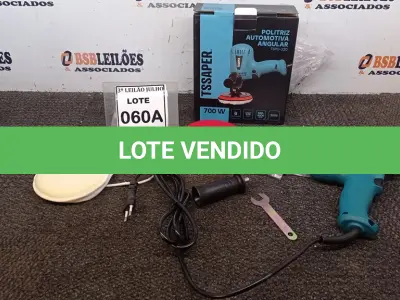 LOTE 060 - POLITRIZ AUTOMOTIVA ANGULAR  700W 6VELOCIDADES 600-4000RPM 220V COM PUNHO, CHAVE, DISCO E BOINA DE LÃ (NO ESTADO) ATENÇÃO! FAZER A VISITAÇÃO ANTES DE ARREMATAR, NÃO SABEMOS SE FUNCIONA, LEILÃO NÃO TEM GARANTIA E NEM DEVOLUÇÃO, SUJEITO A POSSÍVEIS AVARIAS VISÍVEIS/OCULTAS E/OU AUSÊNCIA DE COMPONENTES.