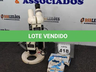 LOTE 418 - 01 MICROSCÓPIO, 01 CAIXA DE GRAMPOS E 03 CAIXAS DE CLIPS DE PAPEL. (NO ESTADO) ATENÇÃO! FAZER A VISITAÇÃO ANTES DE ARREMATAR, NÃO SABEMOS SE FUNCIONA. LEILÃO NÃO TEM GARANTIA E NEM DEVOLUÇÃO, SUJEITO A POSSÍVEIS AVARIAS VISÍVEIS/OCULTAS E/OU AUSÊNCIA DE COMPONENTES.