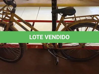LOTE 482 - 01 BICICLETA CARGUEIRA COR AMARELA. (NO ESTADO) ATENÇÃO! FAZER A VISITAÇÃO ANTES DE ARREMATAR, NÃO SABEMOS SE FUNCIONA, LEILÃO NÃO TEM GARANTIA E NEM DEVOLUÇÃO, SUJEITO A POSSÍVEIS AVARIAS VISÍVEIS/OCULTAS E/OU AUSÊNCIA DE COMPONENTES.