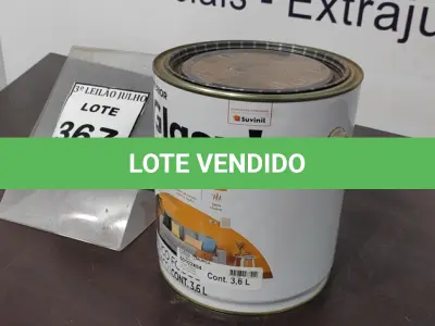 LOTE 367 - 01 LATA DE TINTA ACRÍLICO FOSCO 3,6L NA COR FOSCO CAMURÇA MARCA GLASU. (NO ESTADO) ATENÇÃO! FAZER A VISITAÇÃO ANTES DE ARREMATAR, NÃO SABEMOS SE FUNCIONA. LEILÃO NÃO TEM GARANTIA E NEM DEVOLUÇÃO, SUJEITO A POSSÍVEIS AVARIAS VISÍVEIS/OCULTAS E/OU AUSÊNCIA DE COMPONENTES.