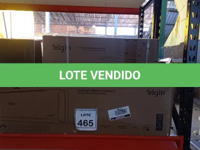 LOTE 465 - 01 AR CONDICIONADO 12000BTUS MARCA ELGIN. (LACRADO) (NO ESTADO) ATENÇÃO! FAZER A VISITAÇÃO ANTES DE ARREMATAR, NÃO SABEMOS SE FUNCIONA, LEILÃO NÃO TEM GARANTIA E NEM DEVOLUÇÃO, SUJEITO A POSSÍVEIS AVARIAS VISÍVEIS/OCULTAS E/OU AUSÊNCIA DE COMPONENTES.