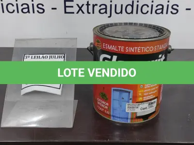 LOTE 524 - 01 LATA DE ESMALTE SINTÉTICO COM 3,6L NA COR BRILHANTE MARROM CONHAQUE MARCA GLASURIT. (NO ESTADO) ATENÇÃO! FAZER A VISITAÇÃO ANTES DE ARREMATAR, NÃO SABEMOS SE FUNCIONA, LEILÃO NÃO TEM GARANTIA E NEM DEVOLUÇÃO, SUJEITO A POSSÍVEIS AVARIAS VISÍVEIS/OCULTAS E/OU AUSÊNCIA DE COMPONENTES.