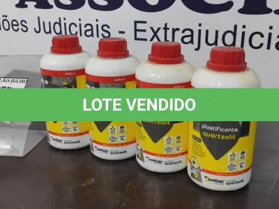 LOTE 373 - 04 GALÕES DE ADITIVO PARA ARGAMASSAS PLASTIFICANTE QUARTZOLIT DE 1L CADA MARCA WEBER. (NO ESTADO) ATENÇÃO! FAZER A VISITAÇÃO ANTES DE ARREMATAR, NÃO SABEMOS SE FUNCIONA. LEILÃO NÃO TEM GARANTIA E NEM DEVOLUÇÃO, SUJEITO A POSSÍVEIS AVARIAS VISÍVEIS/OCULTAS E/OU AUSÊNCIA DE COMPONENTES.