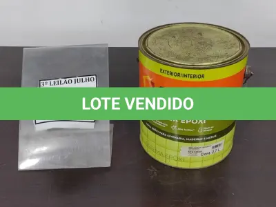 LOTE 338 - 01 LATA DE TINTA EPOXI PARA ALVENARIA, MADEIRA E METAIS 2,7L NA COR BRILHANTE BRANCO MARCA SUVINIL. (NO ESTADO) ATENÇÃO! FAZER A VISITAÇÃO ANTES DE ARREMATAR, NÃO SABEMOS SE FUNCIONA, LEILÃO NÃO TEM GARANTIA E NEM DEVOLUÇÃO, SUJEITO A POSSÍVEIS AVARIAS VISÍVEIS/OCULTAS E/OU AUSÊNCIA DE COMPONENTES.