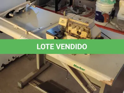 LOTE 402 - 01 MÁQUINA DE COSTURA INDUSTRIAL MARCA MARBOR. (NO ESTADO) ATENÇÃO! FAZER A VISITAÇÃO ANTES DE ARREMATAR, NÃO SABEMOS SE FUNCIONA. LEILÃO NÃO TEM GARANTIA E NEM DEVOLUÇÃO, SUJEITO A POSSÍVEIS AVARIAS VISÍVEIS/OCULTAS E/OU AUSÊNCIA DE COMPONENTES.